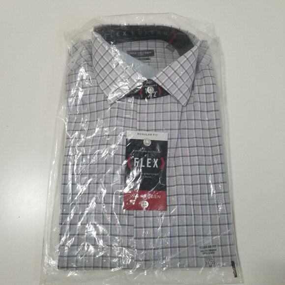 New Van Heusen‎ Ultra Flex Spread Collar Long Sleeve Wrinkle Free Dress Shirt - Picture 2 of 6